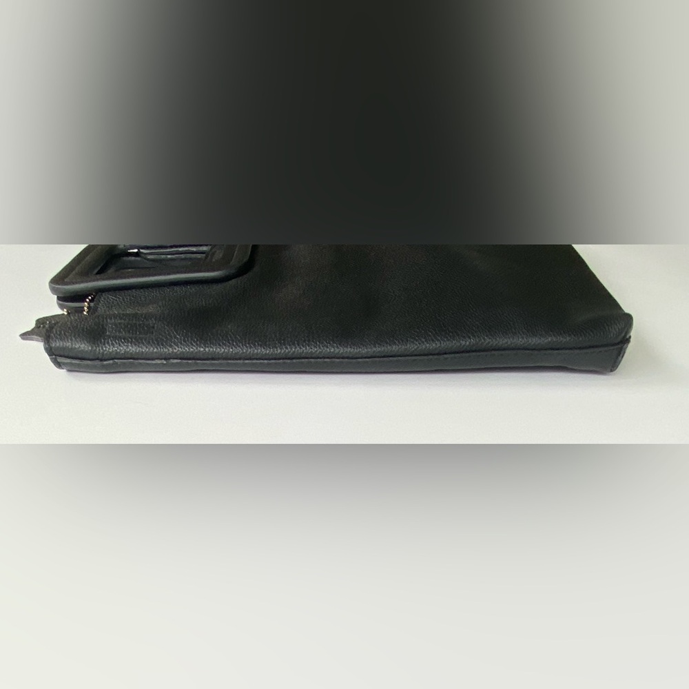 TMRW Studio Milo Black Leather Fold Over Clutch Crossbody Handbag - Picture 5 of 13
